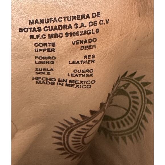 Cuadra‎ Deer Skin Ivory Western Boots Pointed Toe Unisex Men Sz 7 Women 9 - Picture 8 of 16